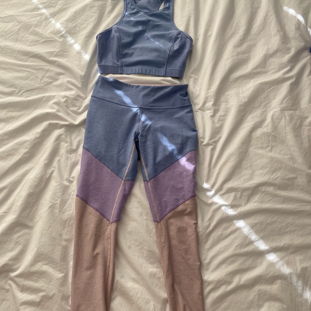 Outdoor Voices blue/purple/pink workout set size XS leggings size S top